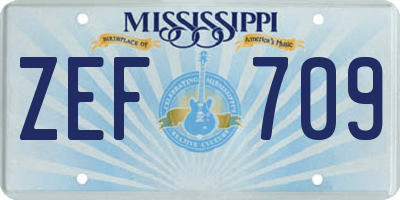 MS license plate ZEF709