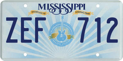 MS license plate ZEF712