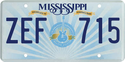 MS license plate ZEF715