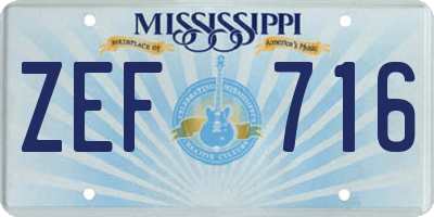 MS license plate ZEF716