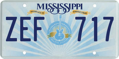 MS license plate ZEF717