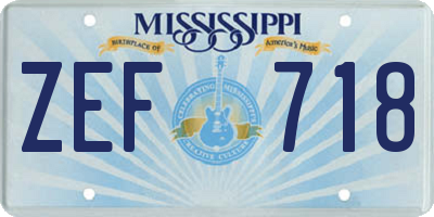 MS license plate ZEF718