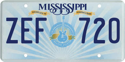 MS license plate ZEF720