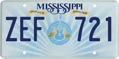 MS license plate ZEF721