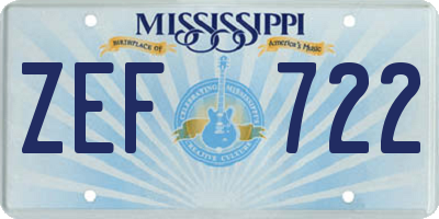 MS license plate ZEF722