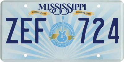 MS license plate ZEF724