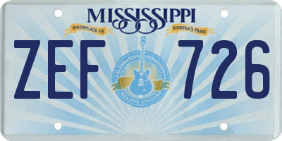 MS license plate ZEF726