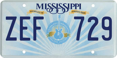 MS license plate ZEF729