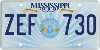 MS license plate ZEF730