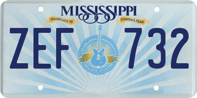 MS license plate ZEF732