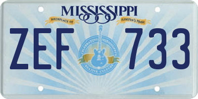 MS license plate ZEF733