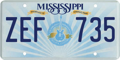 MS license plate ZEF735