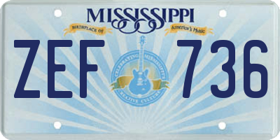 MS license plate ZEF736