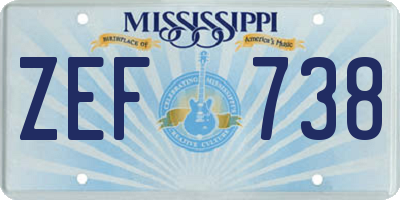 MS license plate ZEF738