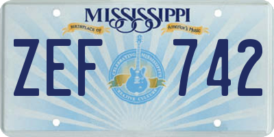 MS license plate ZEF742