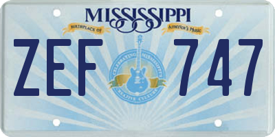 MS license plate ZEF747