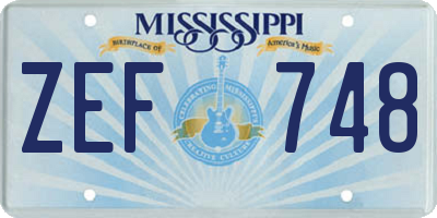 MS license plate ZEF748
