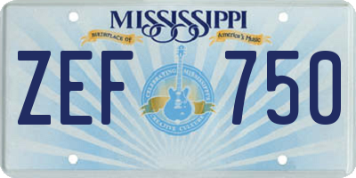 MS license plate ZEF750