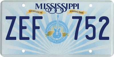 MS license plate ZEF752