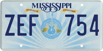 MS license plate ZEF754