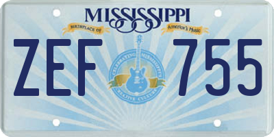 MS license plate ZEF755