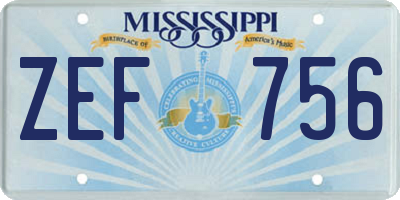 MS license plate ZEF756
