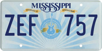 MS license plate ZEF757