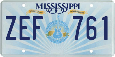 MS license plate ZEF761