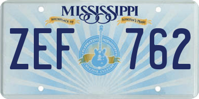MS license plate ZEF762