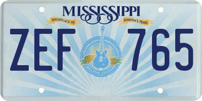 MS license plate ZEF765