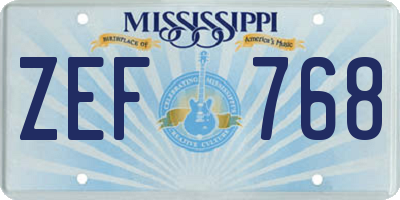 MS license plate ZEF768