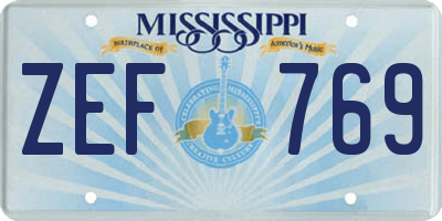 MS license plate ZEF769