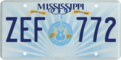 MS license plate ZEF772