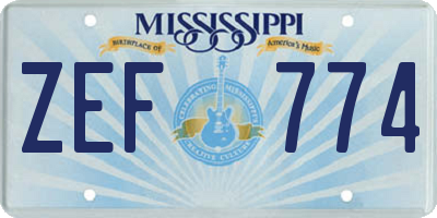 MS license plate ZEF774