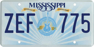 MS license plate ZEF775