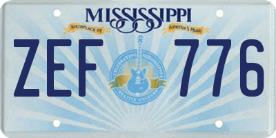 MS license plate ZEF776