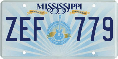 MS license plate ZEF779