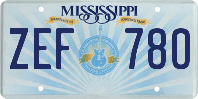 MS license plate ZEF780