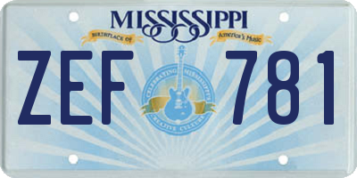 MS license plate ZEF781