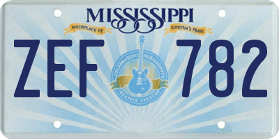 MS license plate ZEF782
