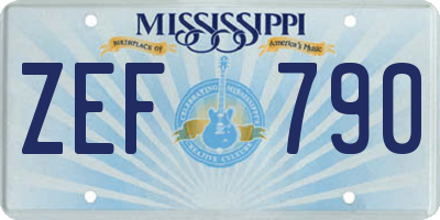 MS license plate ZEF790