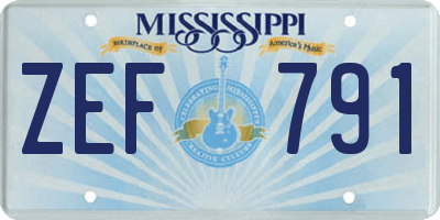 MS license plate ZEF791