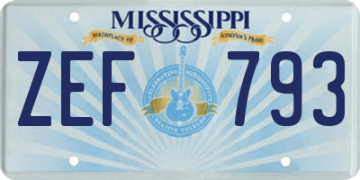 MS license plate ZEF793