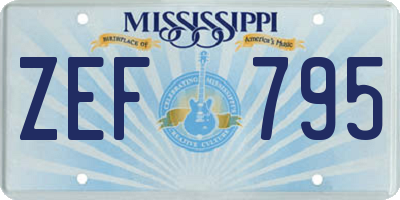 MS license plate ZEF795