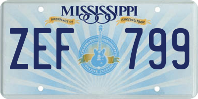 MS license plate ZEF799