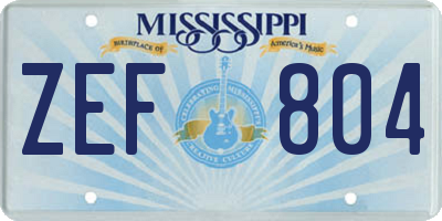 MS license plate ZEF804