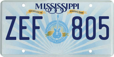 MS license plate ZEF805