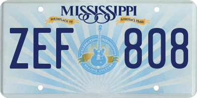 MS license plate ZEF808