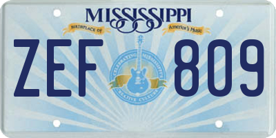 MS license plate ZEF809