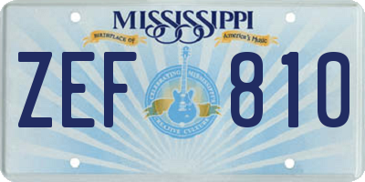 MS license plate ZEF810
